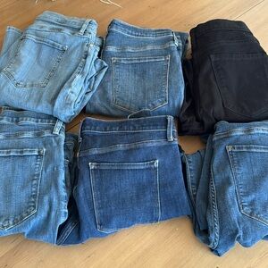 6 pairs of banana republic skinny jeans size 30.